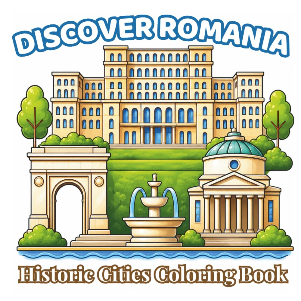 Discover Romania: Historic Cities: A Relaxing Romanian Cities Coloring Book for Adults and Teens with Historic City Centers, Old Town Streets, Famous ... (Discover Romania Coloring Collection)