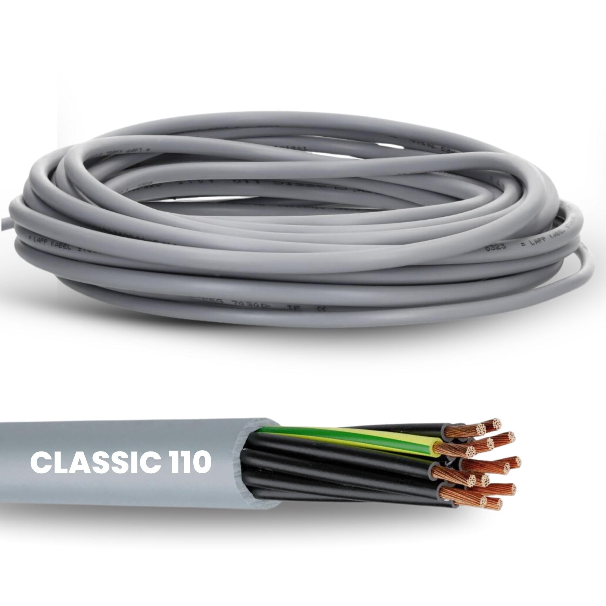 Lapp 1119605 Ölflex Classic 110 - Cavo di Controllo 5G6 mm² in PVC, Grigio | Cavo multipolare flessibile 5 x 6 mm², isolamento ignifugo, resistente a oli e agenti chimici, tensione 300/500 V