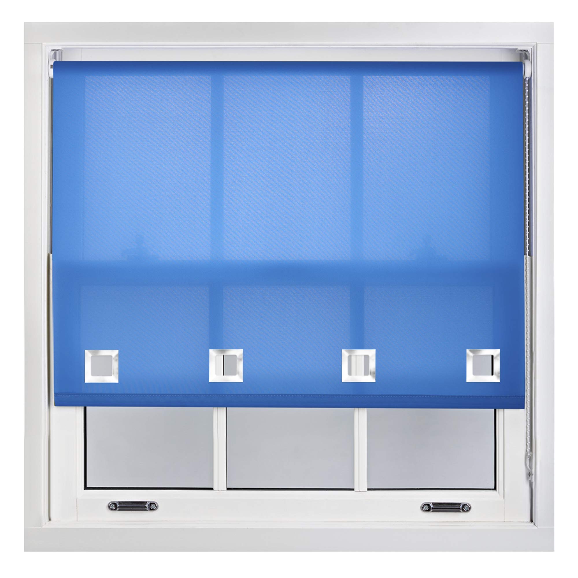 FURNISHED Daylight Roller Blinds with Large Square Eyelets - Made to Measure - Blue 150cm x 165cm