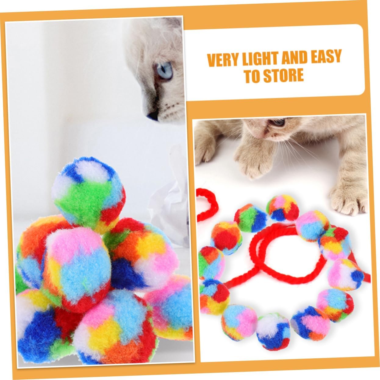 120pcs Cat Interactive Balls Soft Kitten Toys Cat Rainbow Balls Kitten Toys for Indoor