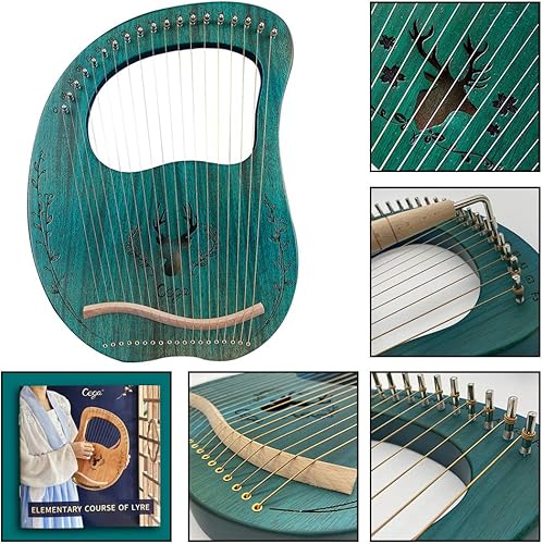 Miniatura 4 de Arpa de liria, 19 cuerdas de metal Sillín de arce cuerpo caoba arpa Lyra con llave de bolsa incluida