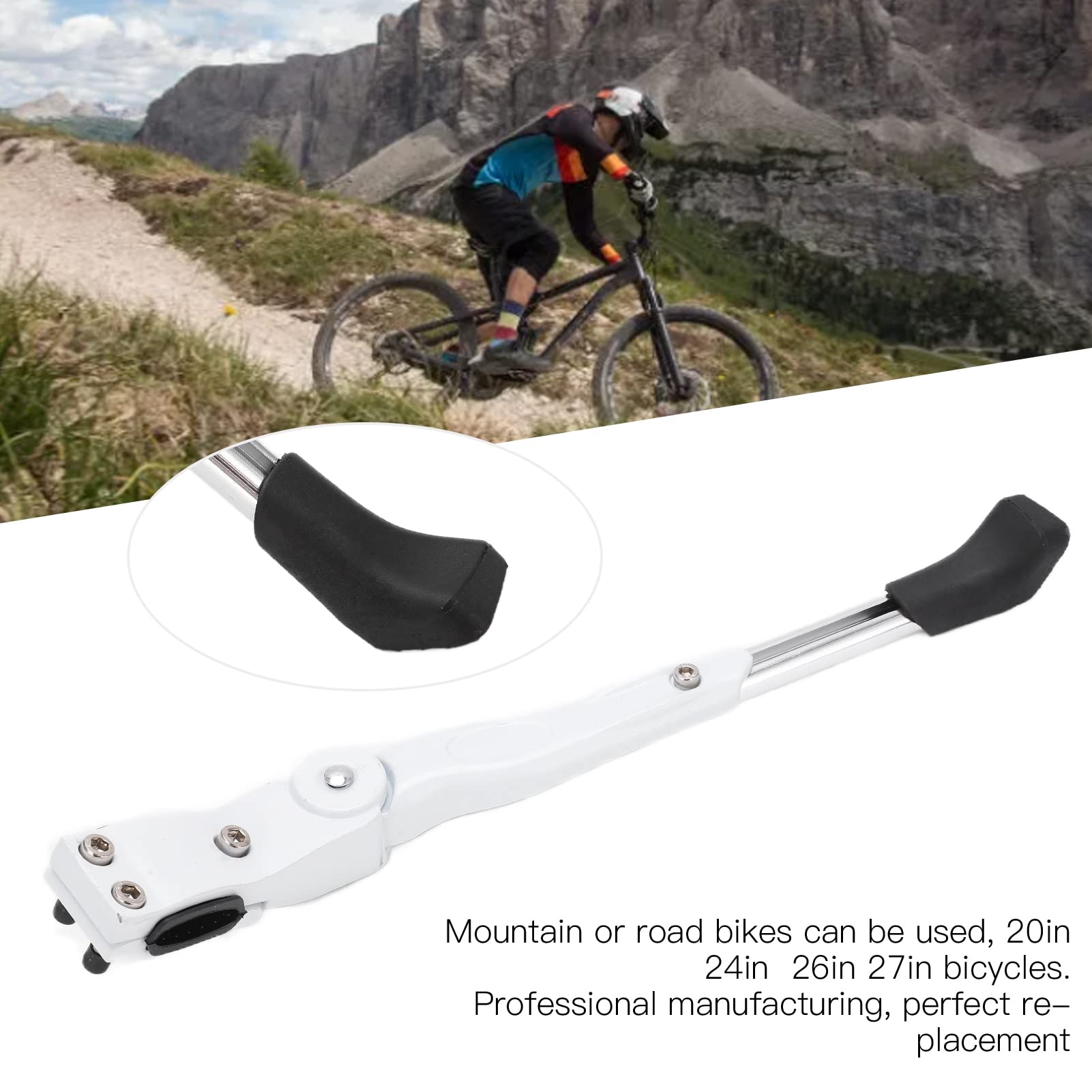 Béquille De Vélo Réglable En Alliage Aluminium – Compatible 20-27 Pouces, Avec Réflecteur Et Pied Antidérapant (Blanc)