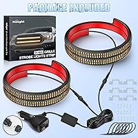 Vista 8 de Nilight 2 tiras de luces estroboscópicas de rejilla de camión de 24 pulgadas, 384 luces LED de emergencia, color ámbar, flexible, intermitente