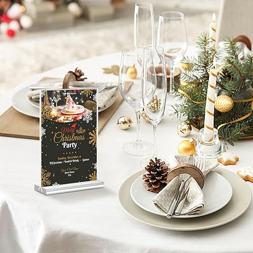 Miniatura 8 de Soporte de acrílico para letreros de 4 x 6, paquete de 16 unidades transparentes de doble cara transparente para menú de mesa vertical, soporte de