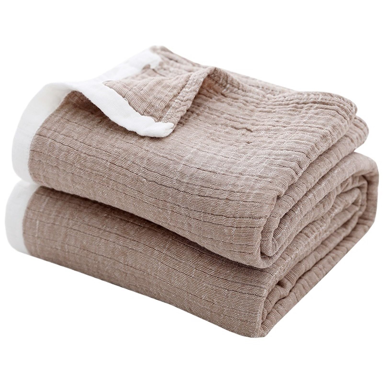 FIgpmwld Cotton Muslin 4-Layer Yarn Dyed Throw Blanket Multiple Sizes(Color6,76x104cm)