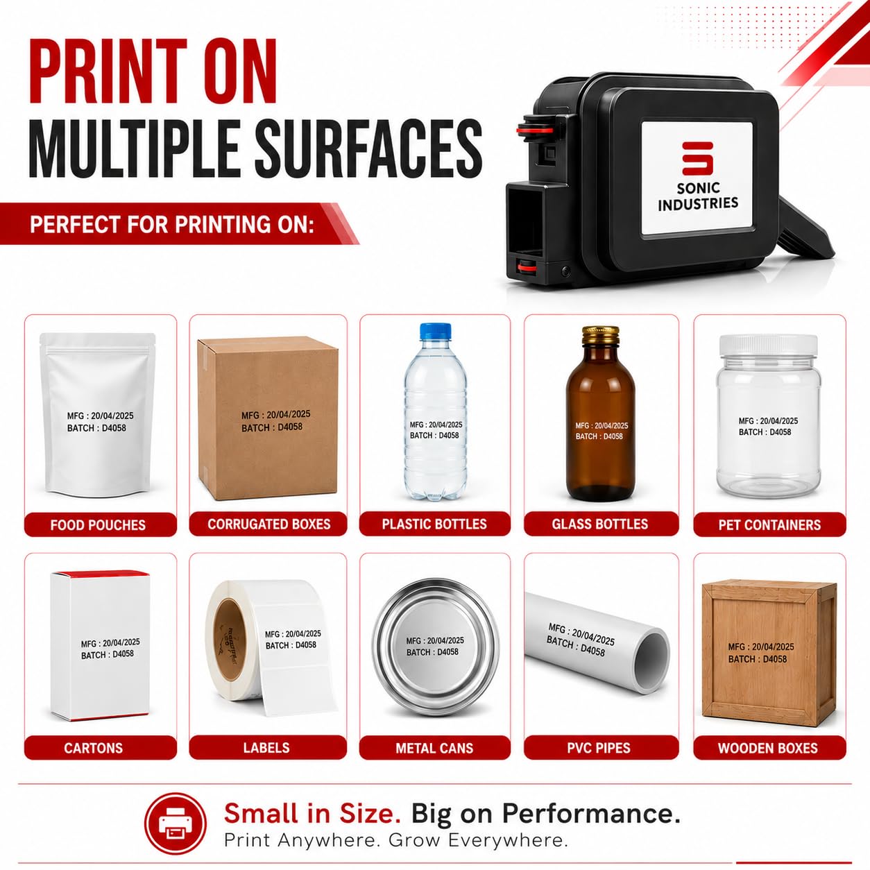 SONIC INDUSTRIES Portable Thermal Inkjet Printer 1