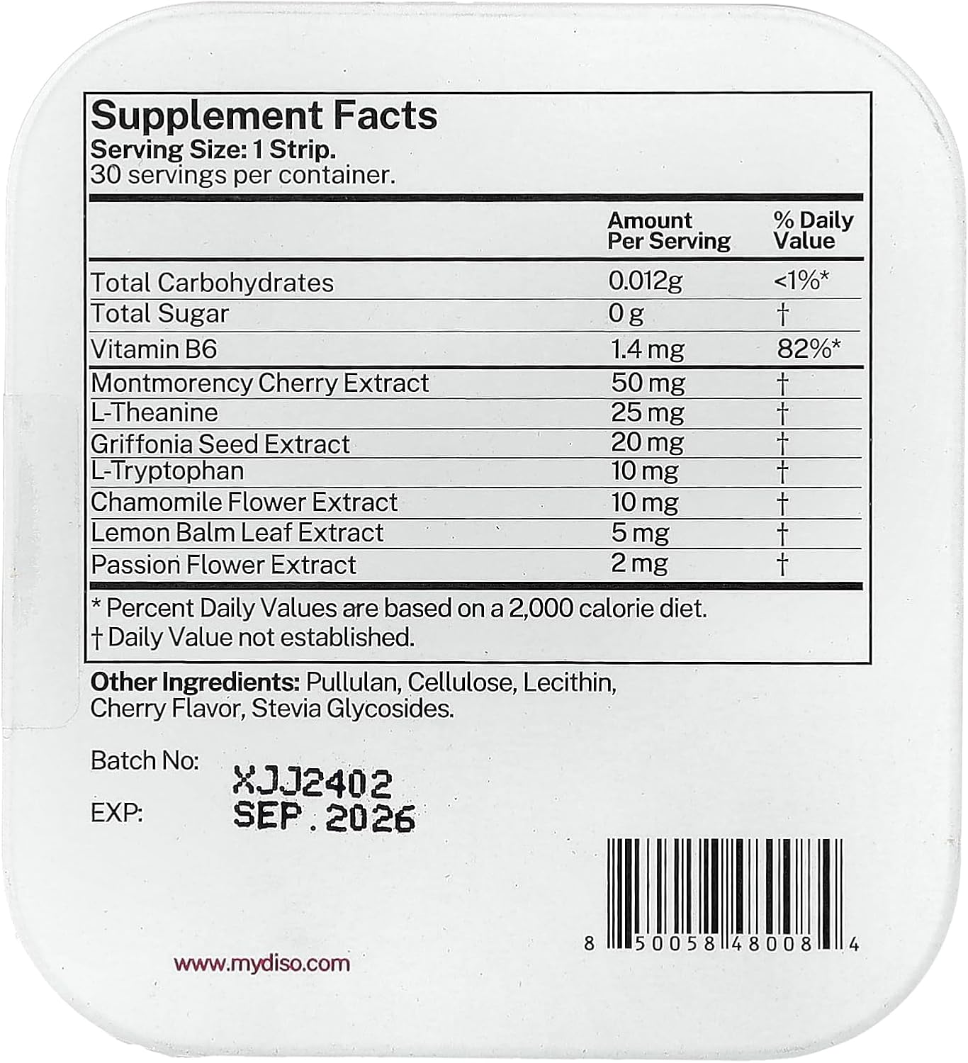 DISO - Snooze - Fast-Dissolving Oral Supplement Strips for Sleep, Cherry Flavor, Vegan, Sugar Free, High Absorption, Gluten Free, Individually Wrapped, 30 Dissolvable Strips - Image 2