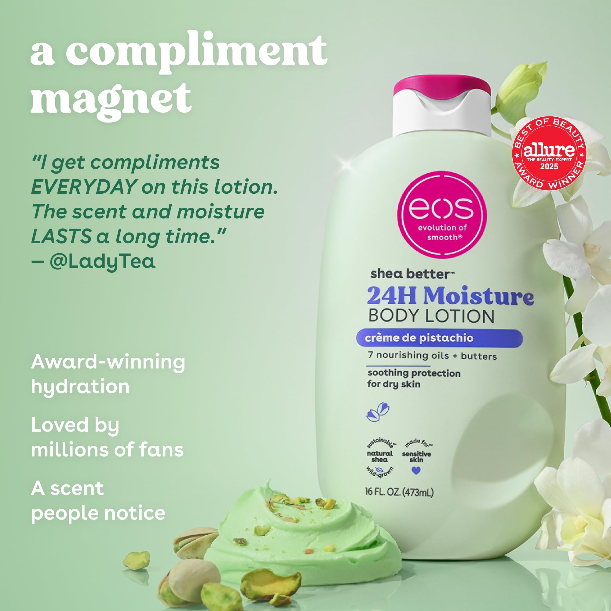eos Shea Better Body Lotion- Crème de Pistachio, Natural Shea, 16 fl oz view 3