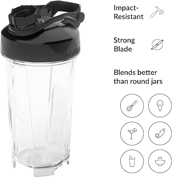 Blendtec GOTM Cup (34 oz), Travel Bottle, Reusable Single Serve Blender Cup, BPA-free Jar, Clear (41-610-50) | Single Serve Blender Cup, Smoothies and Drinks On The Go, BPA Free Jar, Top Shelf Dishwasher Friendly