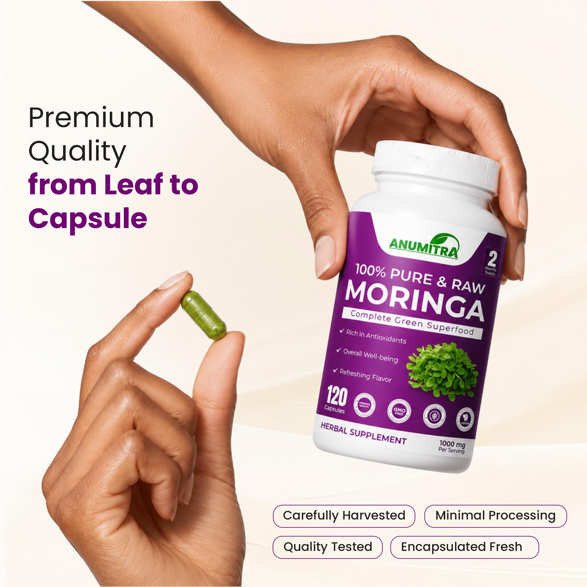 ANUMITRA Moringa Capsules 1000 mg, 120 Count for Men & Women — Amazon image 6
