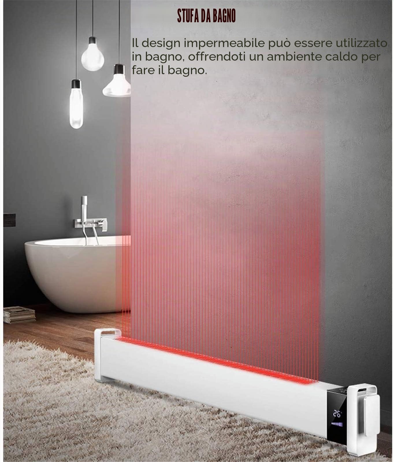 Riscaldatori elettrici Riscaldatori elettrici Riscaldatori a convezione per battiscopa, battiscopa Termoconvettore con telecomando e timer digitale Radiatore per battiscopa a protezione mult
