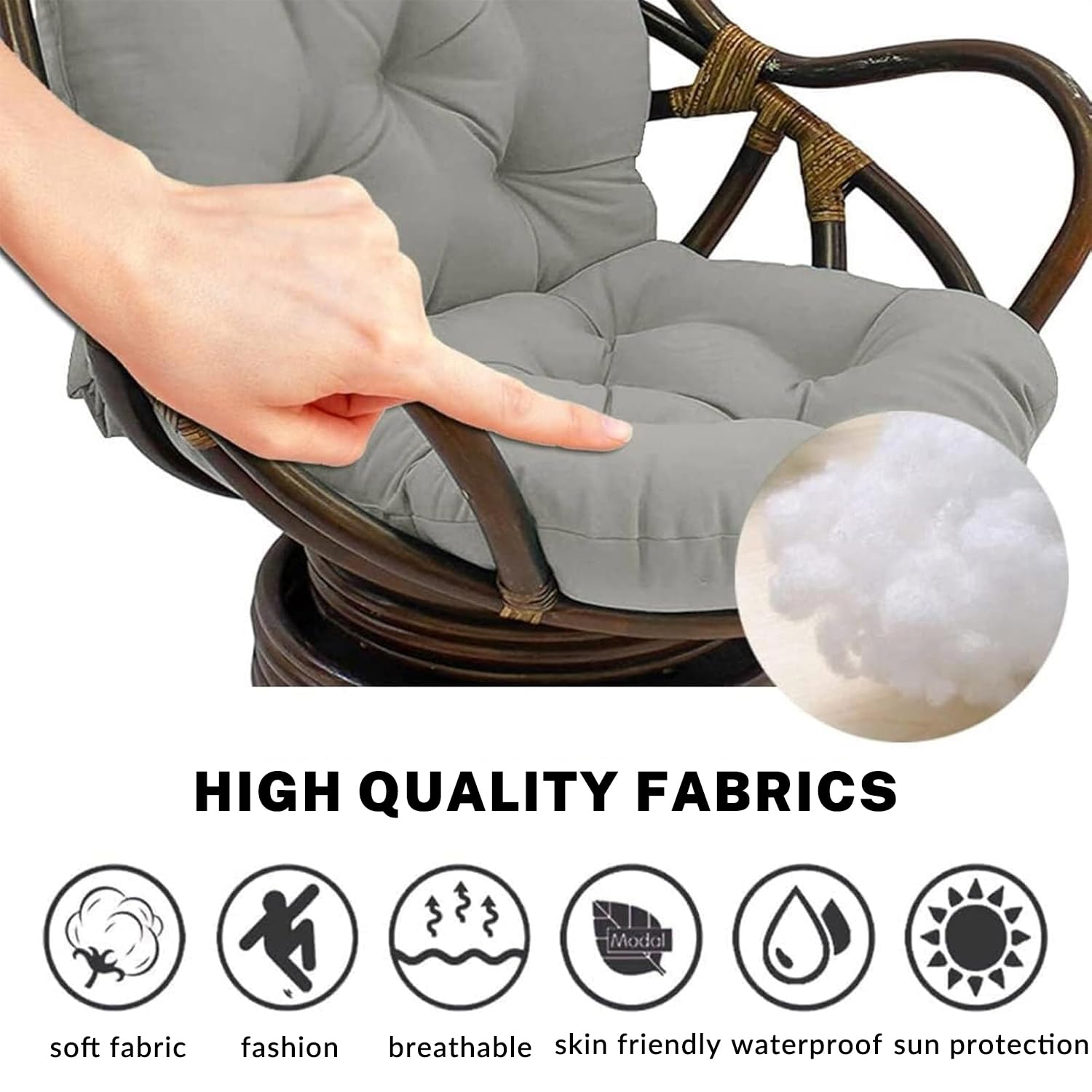 Cuscino per Sedia a Dondolo Girevole, Cuscino per Sedile in Vimini Rattan, Cuscini per Sedia a Dondolo Impermeabili e Resistenti ai Raggi UV, Decorazione della casa - A4