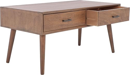 Miniatura 8 de Safavieh Home Collection Mozart Mid-Century - Mesa auxiliar rectangular con 2 cajones, color marrón, 0