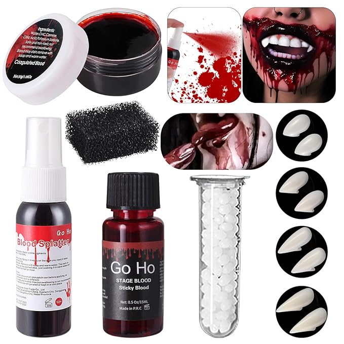 Vampire Goth PFP Makeup Kit: Fangs, Blood & More!