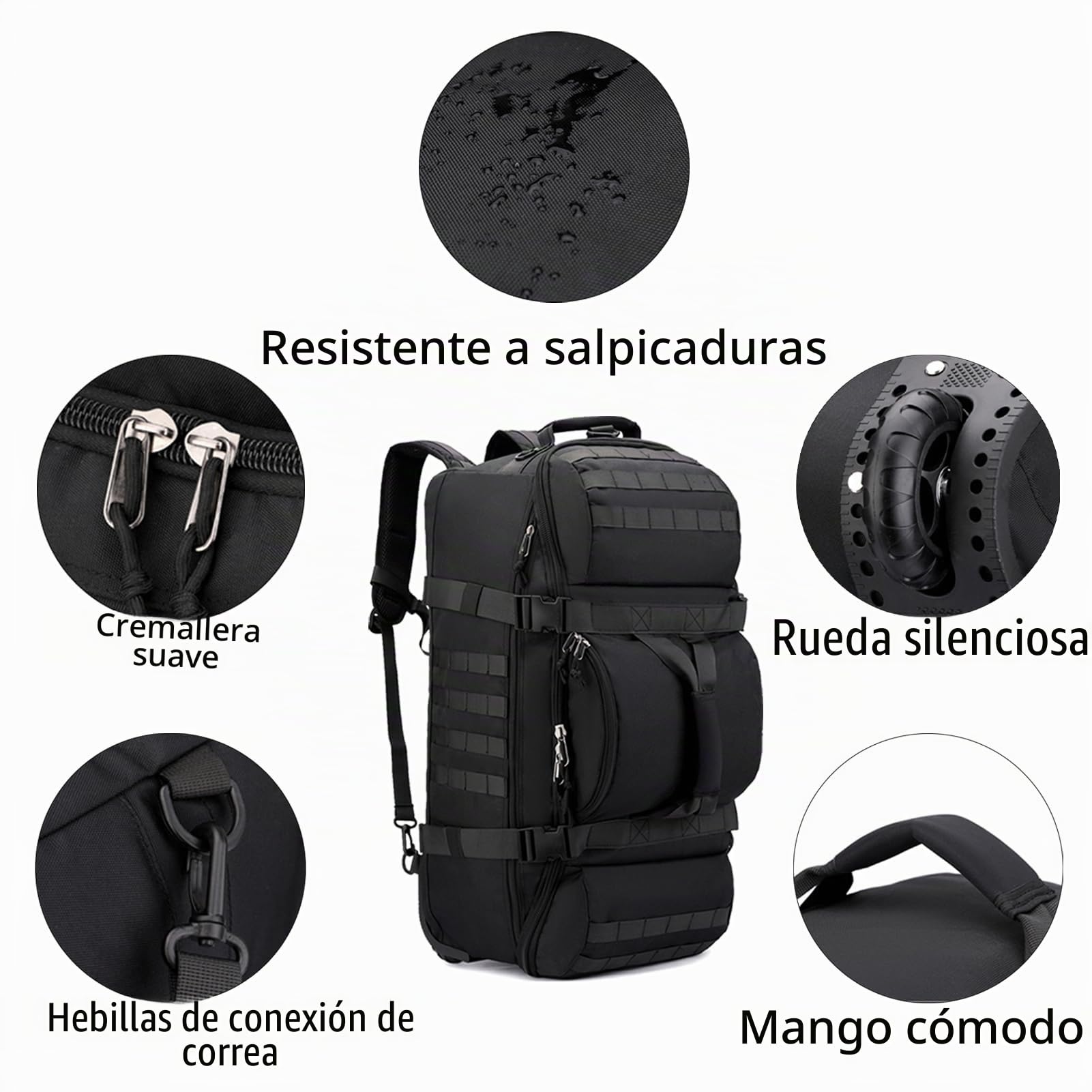 Bolsa De Viaje con Ruedas 80L Plegable Grande Bolsa Mochila Deportiva Impermeable Blanda Deportes Maleta con Compartimento Correas para Gimnasio Camping Y Almacenaje (Azul)