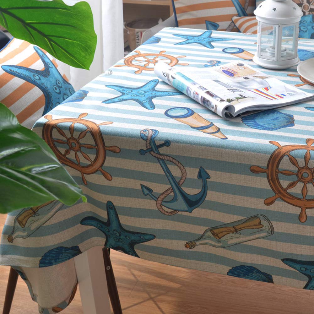 Nappe de table en coton et lin hippocampe anti-rayures nappe 145cm