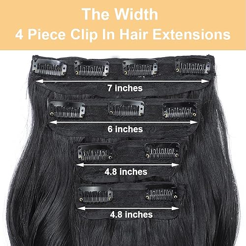 Miniatura 2 de 4 extensiones de cabello negro con clip de 20 pulgadas, extensiones de cabello largo ondulado con clip, extensiones de cabello sintético grueso para