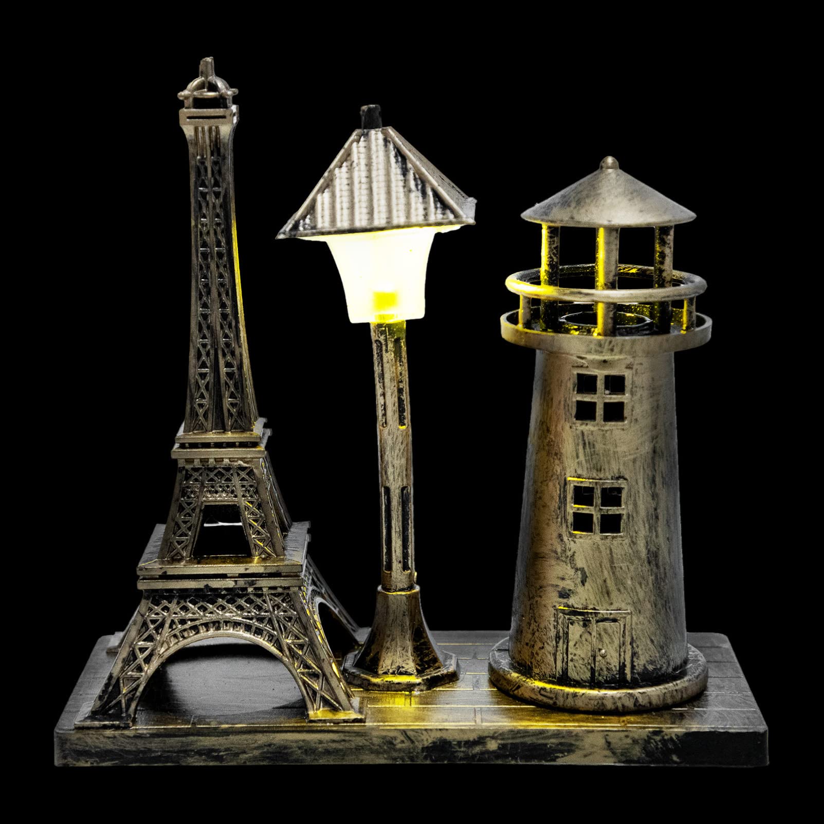 Happyyami Vintage Eiffel Tower Night Light Table Decor Unique Craft Table Lamp for Home Decoration Lightweight Portable Design Present for Valentine Day Weddings Creates