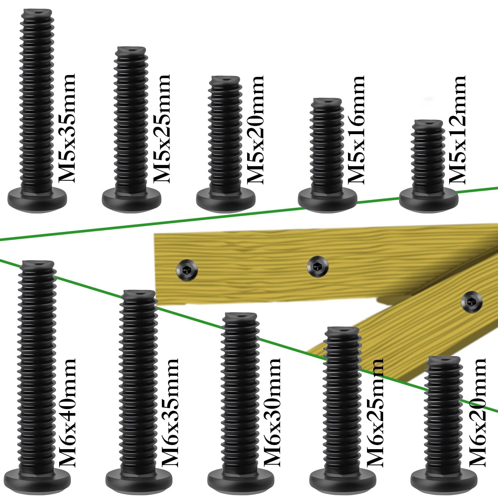 30 Viti A Testa Piatta M5 X 16 Mm – Acciaio Inox 304 Nero Torx, Filettatura Completa, Per Mobili E Manutenzione