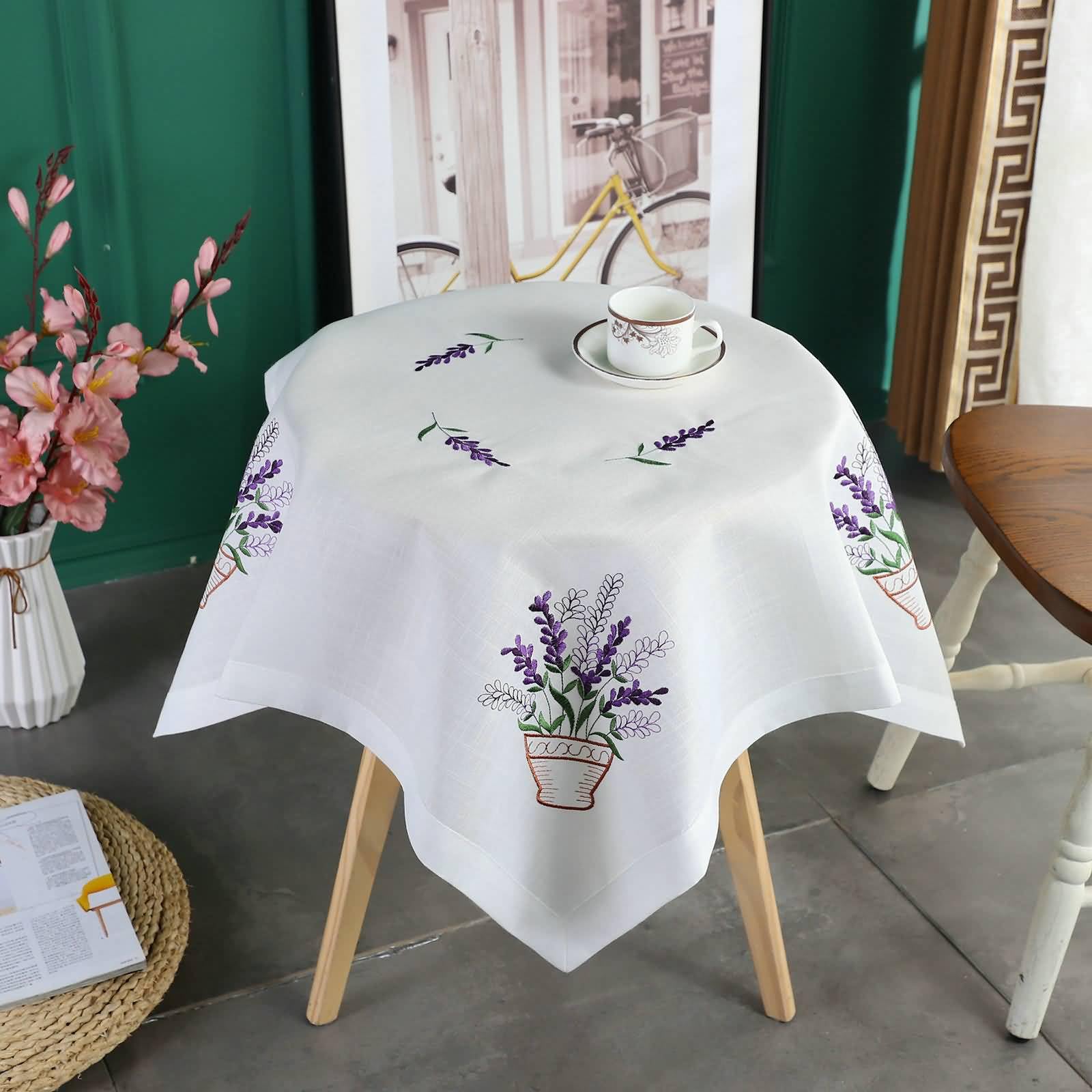 Tovaglia Da Tavola Elegante Poliestere, Bianco, 150x220cm