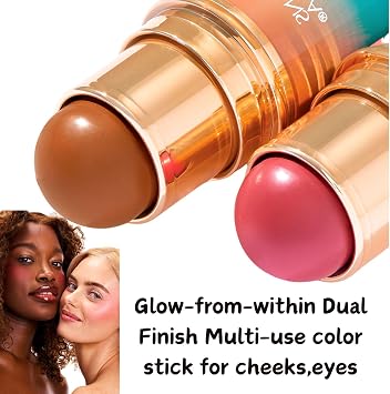 Multi-Purpose Blush Stick Dual-Ended,Butter Glow Contour Stick Wand Creamy Blendable Makeup for Face, Lightweight Formula Soft Matte Finish Nourishing Blush and Bronzer Combo