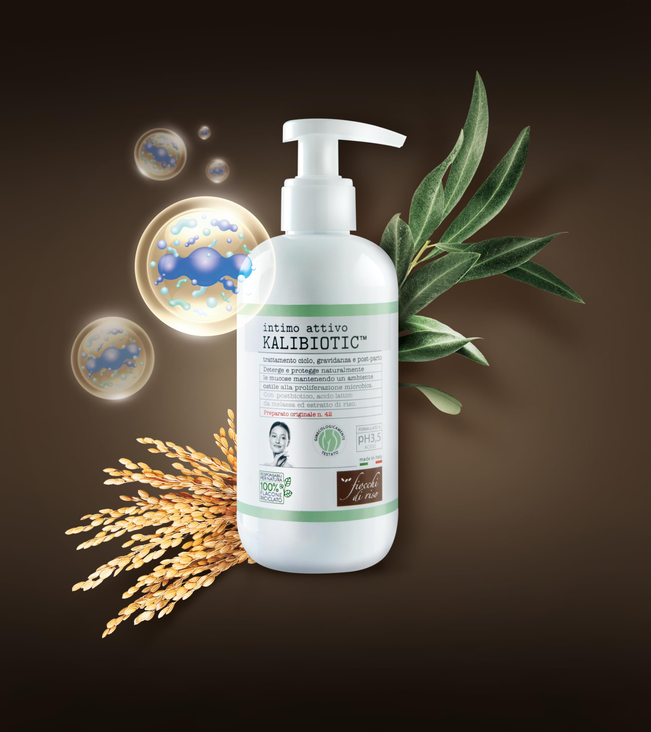 Fiocchi di Riso - Intimo attivo KALIBIOTIC™ - 240ml - IGIENE INTIMA - Deterge e protegge naturalmente le mucose mantenendo un ambiente ostile alla proliferazione microbica. Pack riciclato