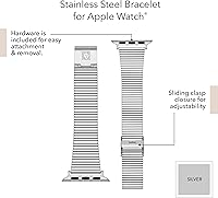 Vista 17 de Anne Klein Correa de acero inoxidable para Apple Watch, segura, ajustable, correa de repuesto para Apple Watch, se adapta a la mayoría de muñecas