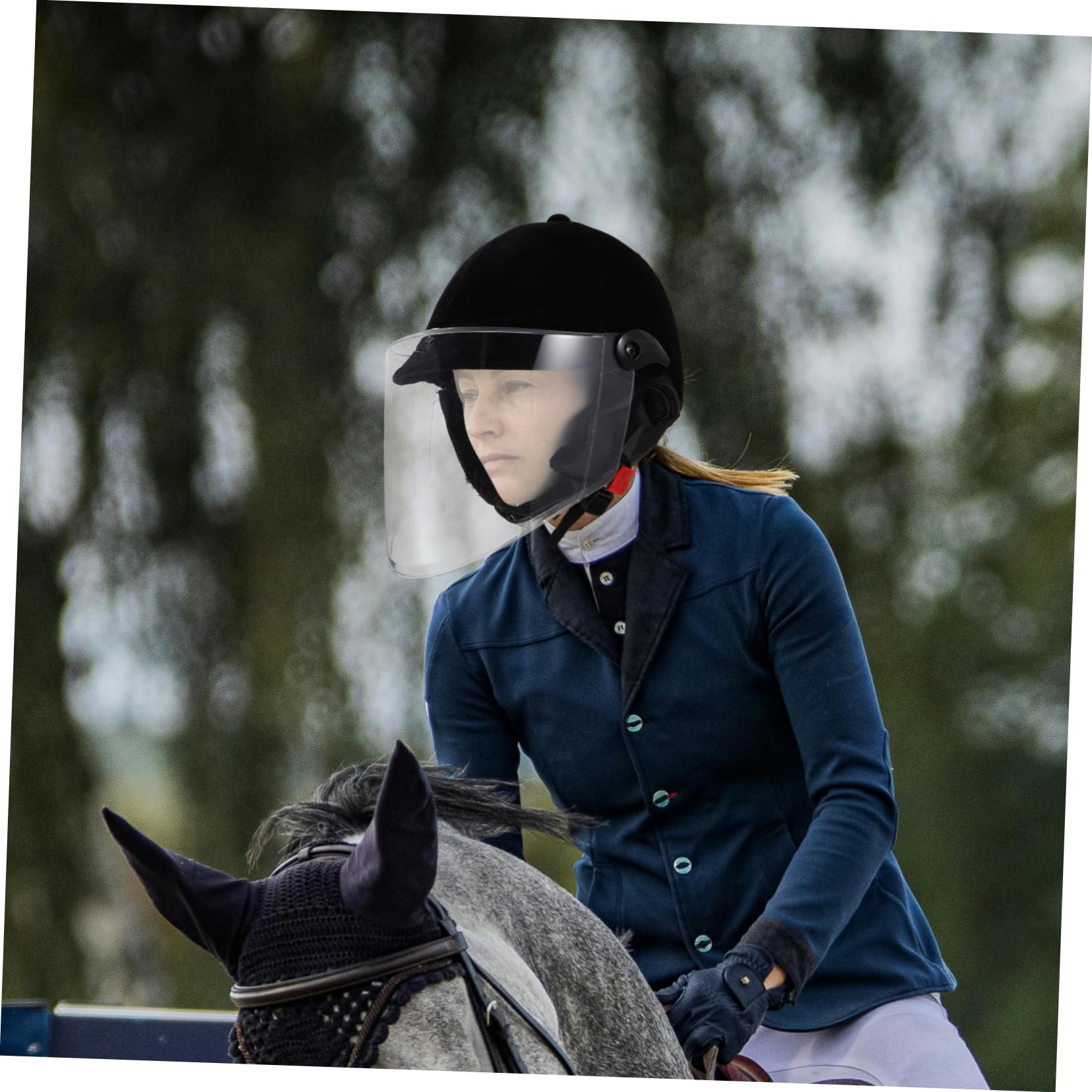 Casco da Equitazione Uomo Donna Protezione Completa Velluto Plastica Nero Adatto Sport Equestri e Ciclismo