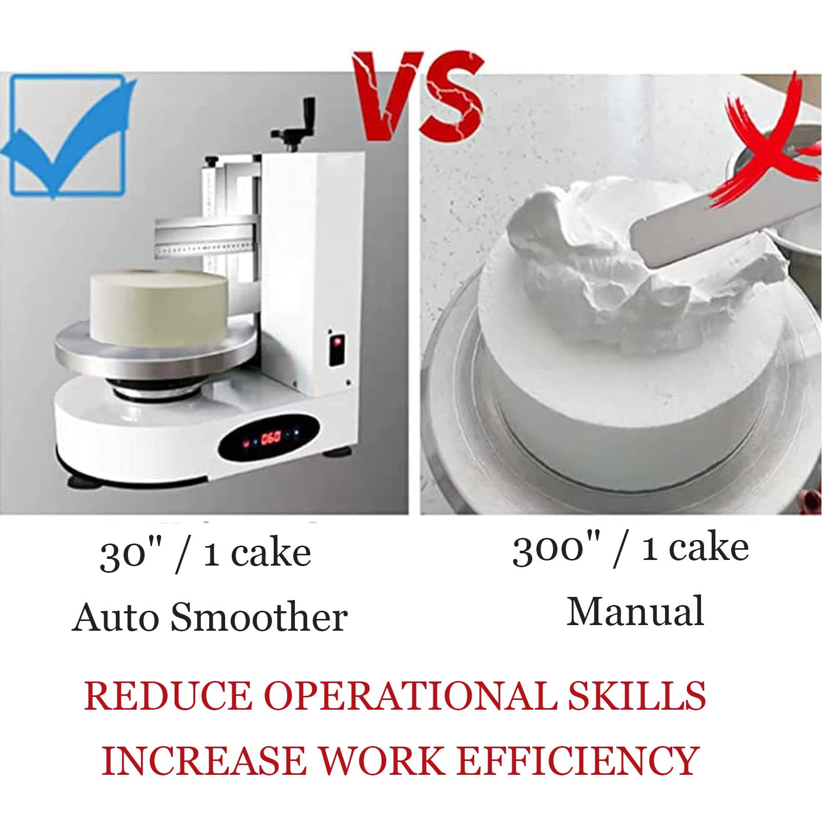 Machine à Étaler la Crème de Gâteau Automatique Gâteau d'anniversaire Machine à Étaler la Crème Électrique Revêtement de Gâteau Machine à Lisser,White