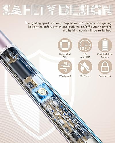 Miniatura 2 de Encendedor de velas, encendedor eléctrico de arco de plasma, recargable a prueba de viento, con interruptor seguro, indicador LED, carga rápida,