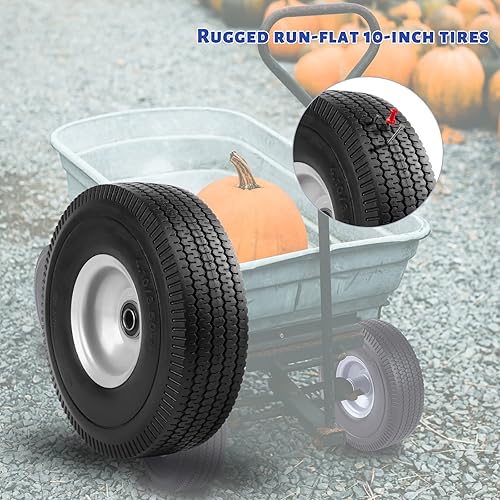 Miniatura 5 de Eazy2hD Ruedas planas de goma resistentes de 10 pulgadas, paquete de 2 neumáticos 4.103.50-4, neumático sin cámara sin cámara de poliuretano sólido