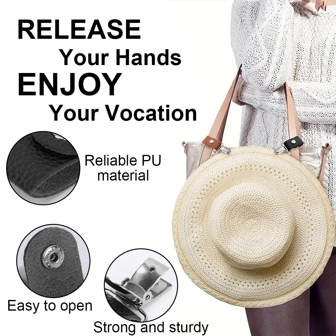 JEYORZY 3pcs Clip para Sombreros De Viaje Clip para Sombreros,Clip Multifuncional para Sombrero de Pato,Accesorios para Viajes Al Aire Libre Hombres Y Mujeres(negro+blanco+marrón