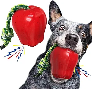 LiuMelinda Dog Chew Toys for Aggressive-Chewers - Indestructible Dog Toy for Aggressive Chewer,Tough Chew Toys for Dogs (Rubber Red Apple)