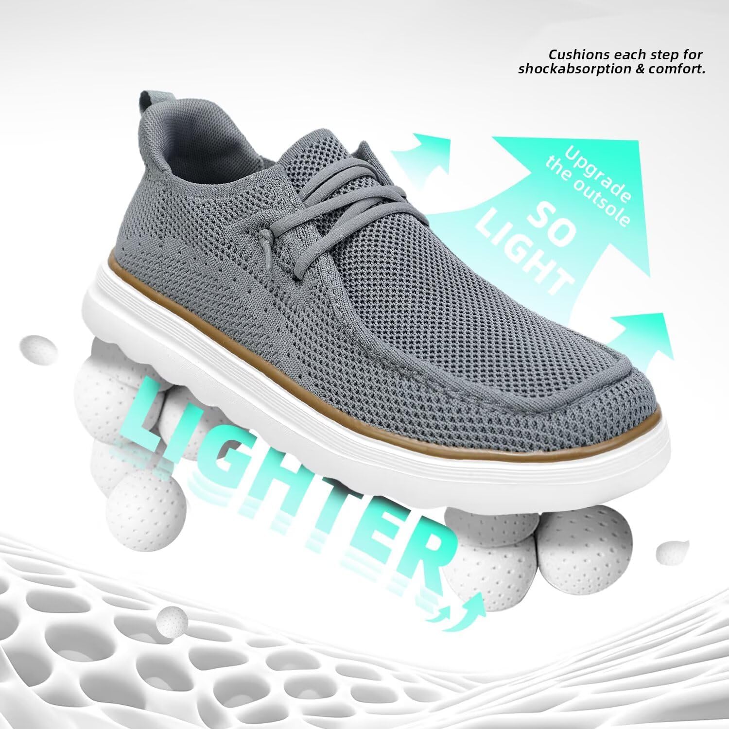 Mens Casual Slip On Loafers Breathable Mesh Non Slip Boat Shoes Lightweight Comfortable