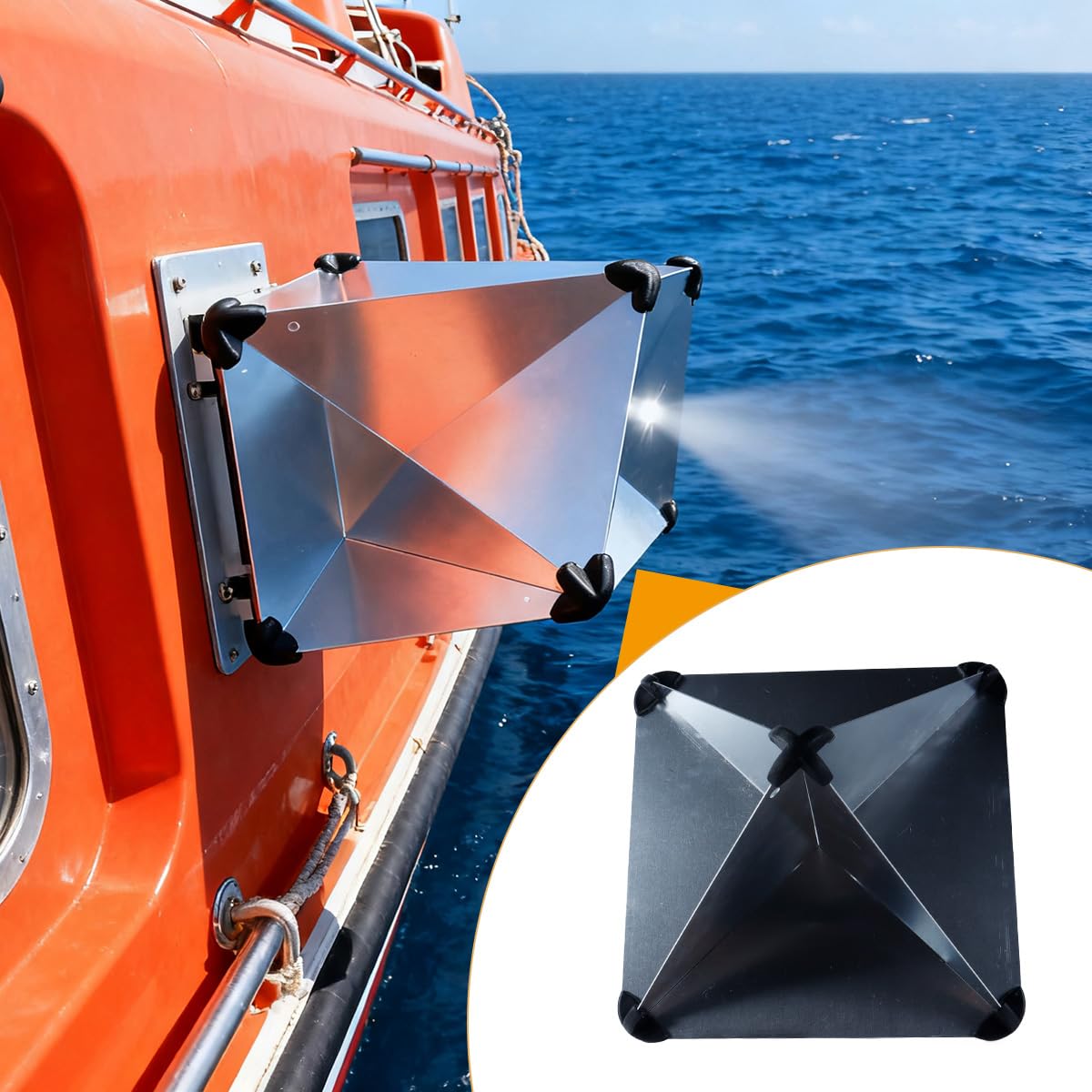 Ausi Réflecteur radar octaédrique marin 16x16 pouces pour voiliers Bateaux à moteur Réflecteur radar octaédrique en aluminium pour une visibilité améliorée