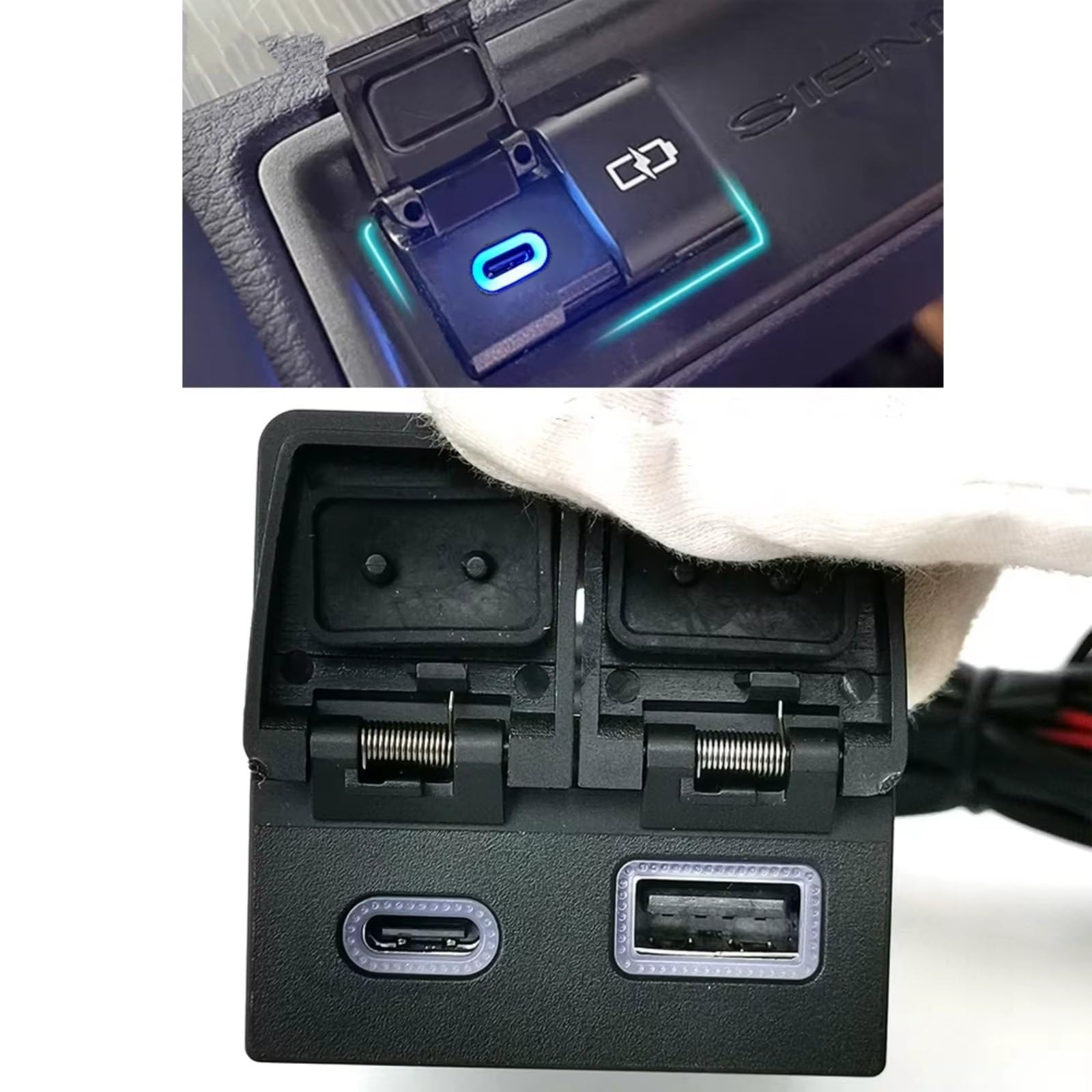 Centro Puerto USB Compatible Con Toyota Para RAV4 Para Wildlander 2020-2024 Coche QC3.0 Para Interfaz PD Tipo C Carga Teléfono Dual Cargador Puerto USB