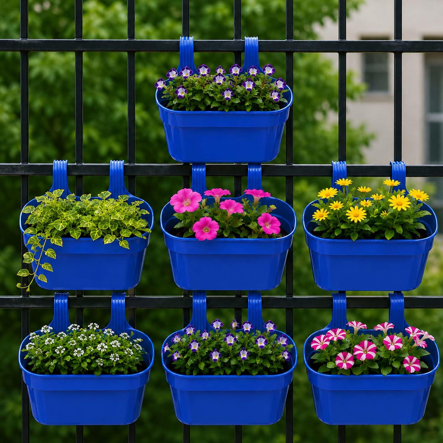 Go Hooked Railing Planters - 3 Hanging Flower Pots -20 Go Hooked Railing Planters - 3 Hanging Flower Pots -20