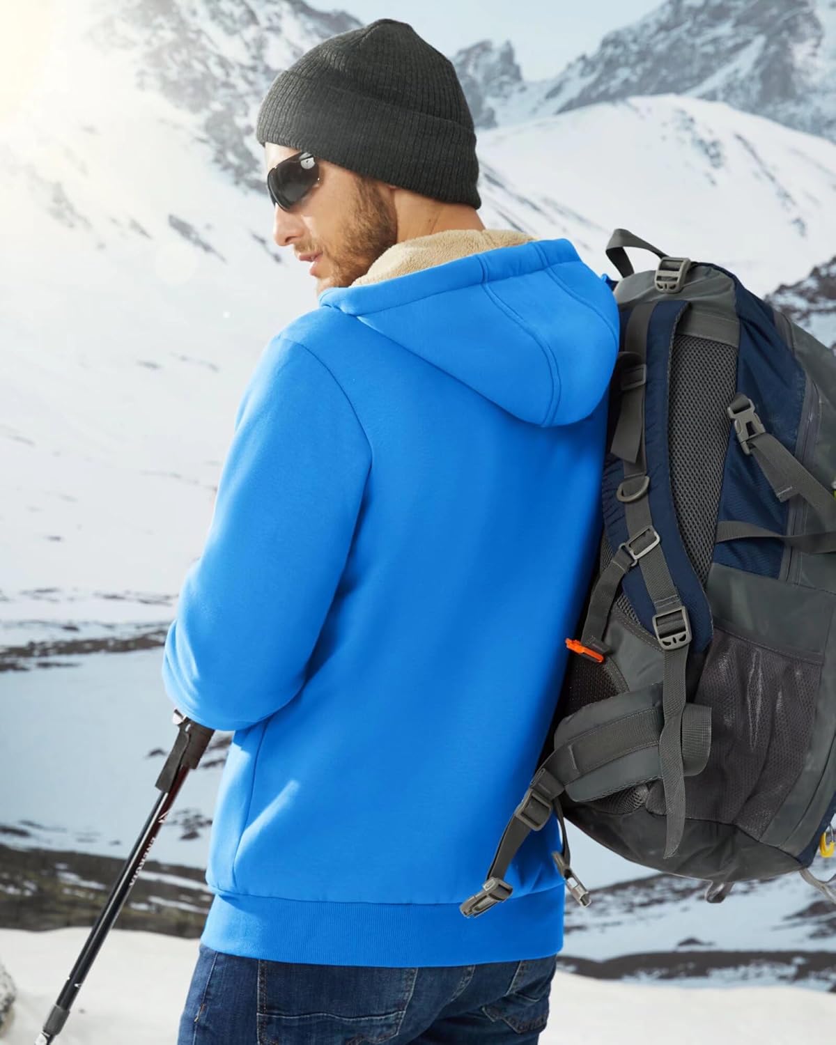 Boladeci Men's Sherpa Lined Hoodie Jacket Winter Warm Heavy Weight Zip Up Hooded Sweatshirt Thick Fleece Coats - Image 7