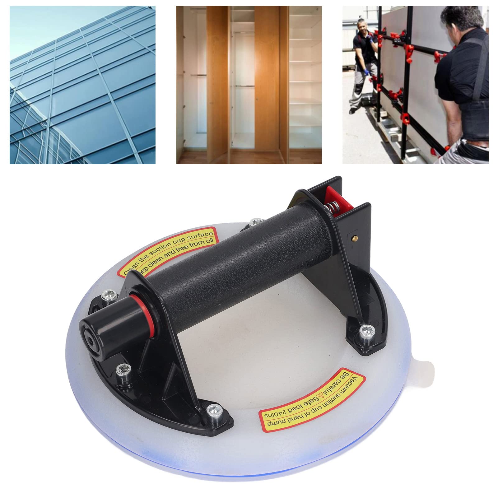 Ventosa a vuoto con forte aspirazione, sollevatore manuale; strumento per sollevare vetro, piastrelle in ceramica, carrozzeria e superfici piane, dotato di impugnatura ergonomica e