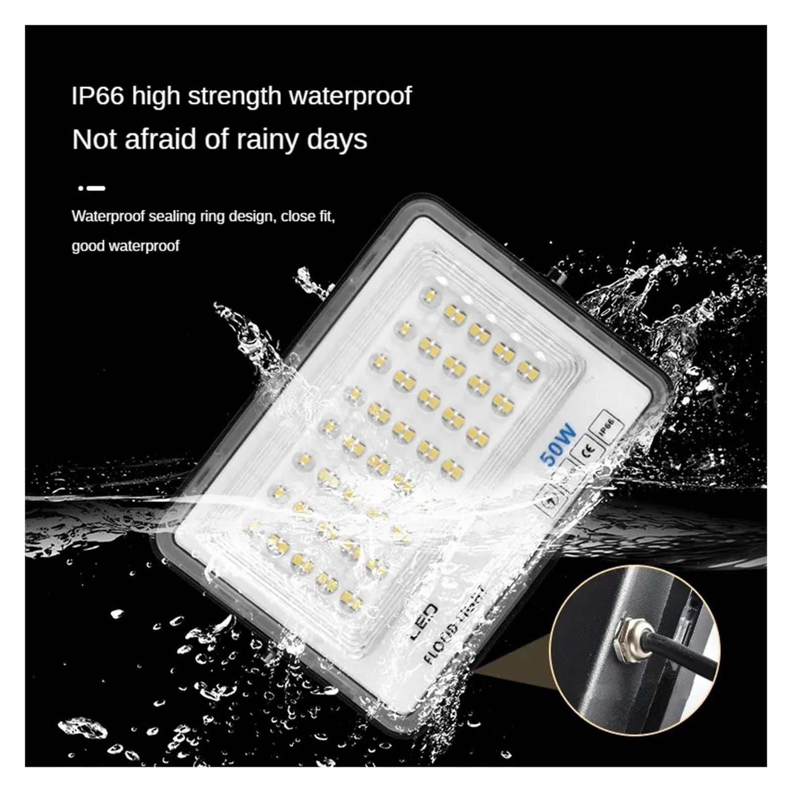 Superheller LED-Fluter 50W 100W 200W, IP66 wasserdicht, für den Außenbereich, Wandmontage, Lagerhallen, Garagen, Straßenbeleuchtung, geeignet für Hof, Garten, Lagerhalle, 6500K200W 110220