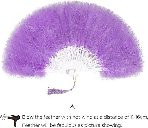 Miniatura 5 de BABEYOND Abanico de plumas de Marabou, estilo vintage de los años 20, ventilador de mano para disfraces, espectáculos de baile, fiesta de té,