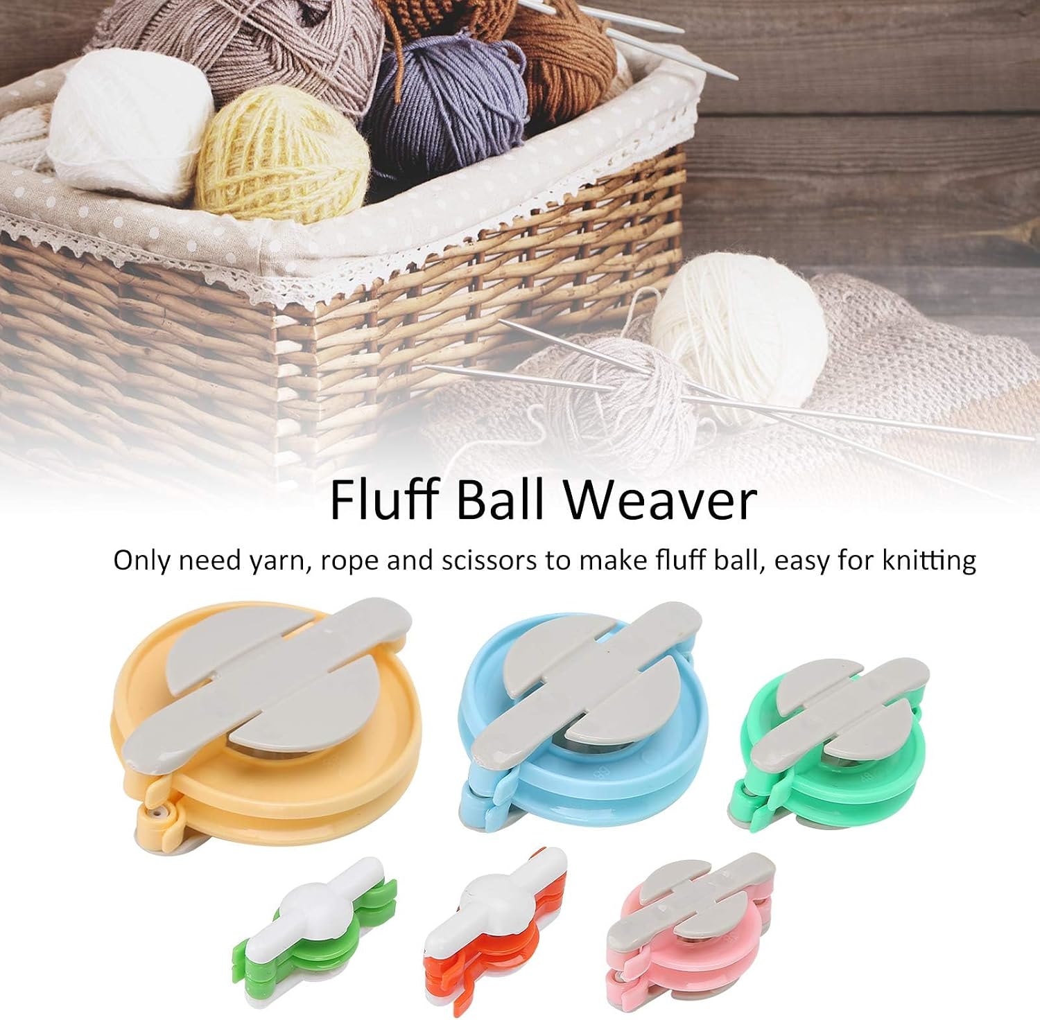 GLOGLOW 6Pcs Pom Pom Maker Fluff Ball Weaver Pompom Maker DIY Wool Yarn Knitting Tools Needle Work Accessory Craft Tool for Adult Kids