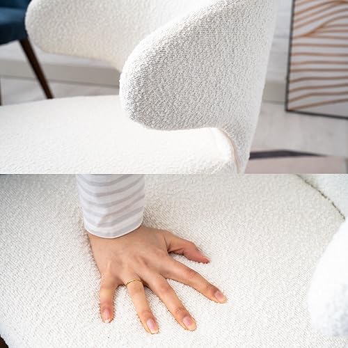 Miniatura 4 de RIVOVA - Juego de 2 sillas de comedor tapizadas de sherpa sintético de mediados de siglo modernas sillas de comedor para cocina comedor con patas de