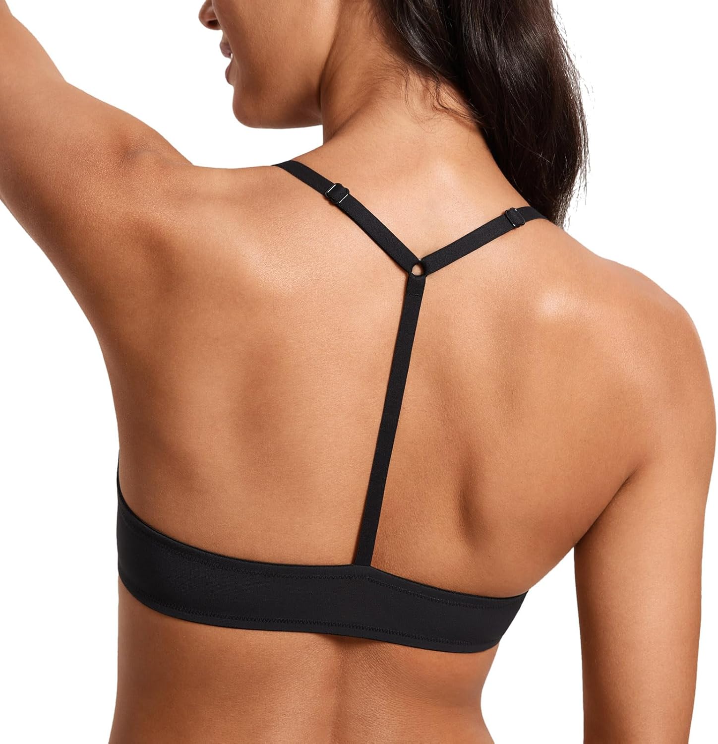 DOBREVA Women's Mesh Front Closure Racerback Bra Lace Trim Unlined Underwire Sexy Plunge Sheer Bras Y Back - Image 2