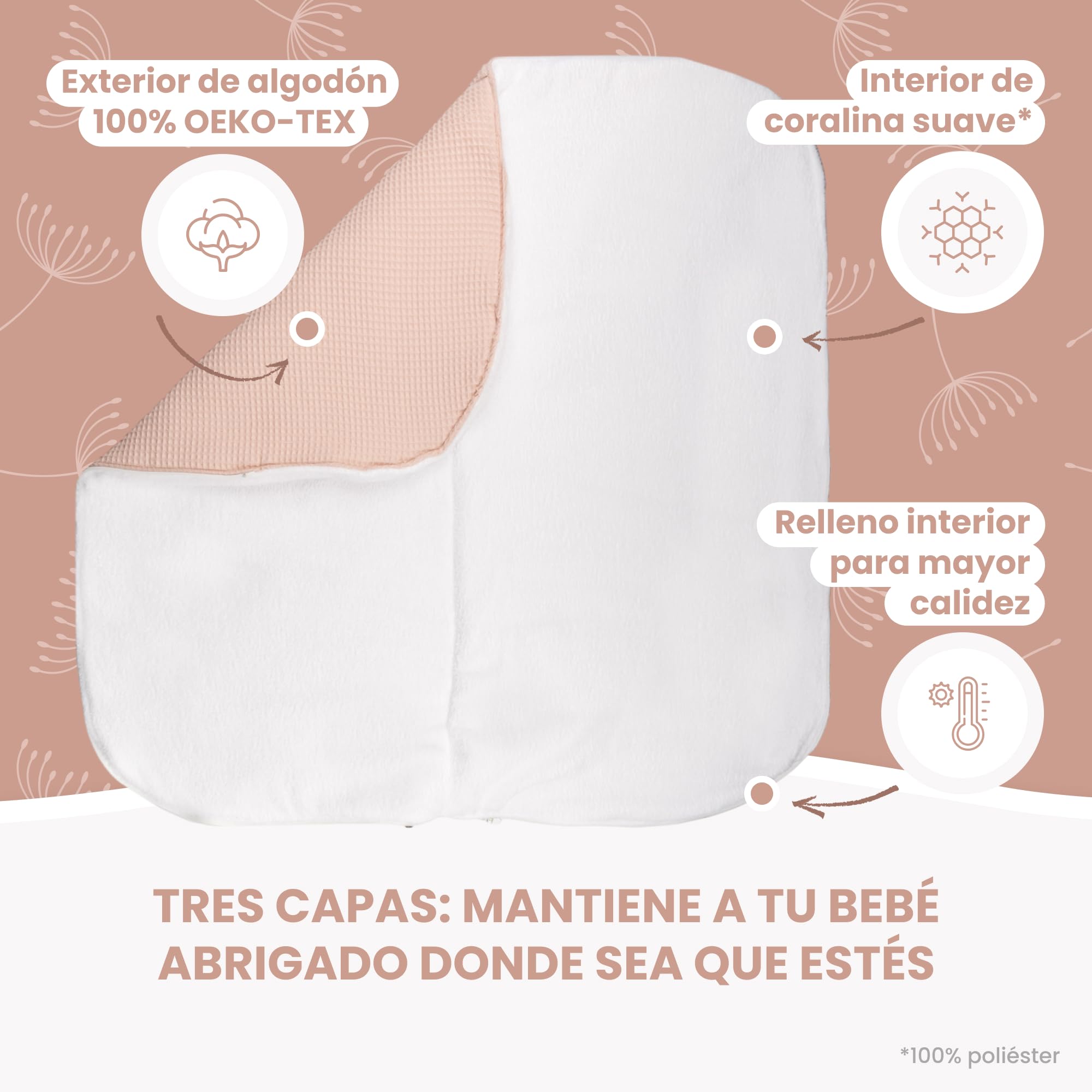 MIMUSELINA Saco Capazo Bebe Invierno Universal | para Carrito, Cuna y Silla de Paseo | Manta Bebe Invierno en Algodon Suave y Acogedor | 2 en 1: Saco 92x46 cm o Manta 92x92 cm | Hecho en España