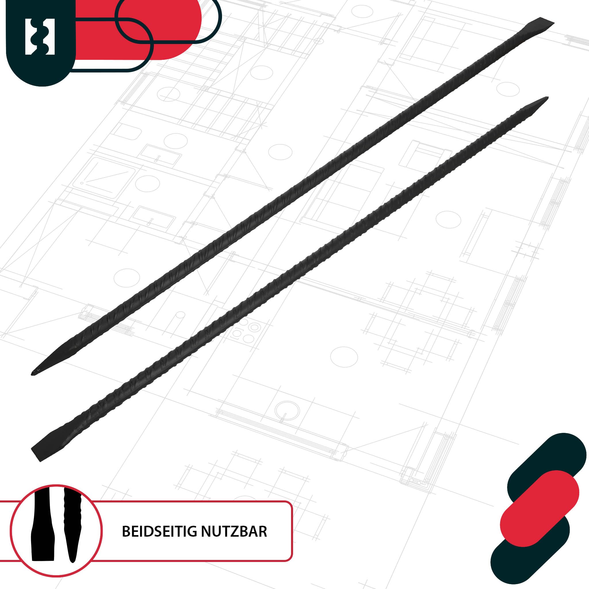 KOTARBAU® Cavalletto 130 cm doppio lato con lama dritta e punta
