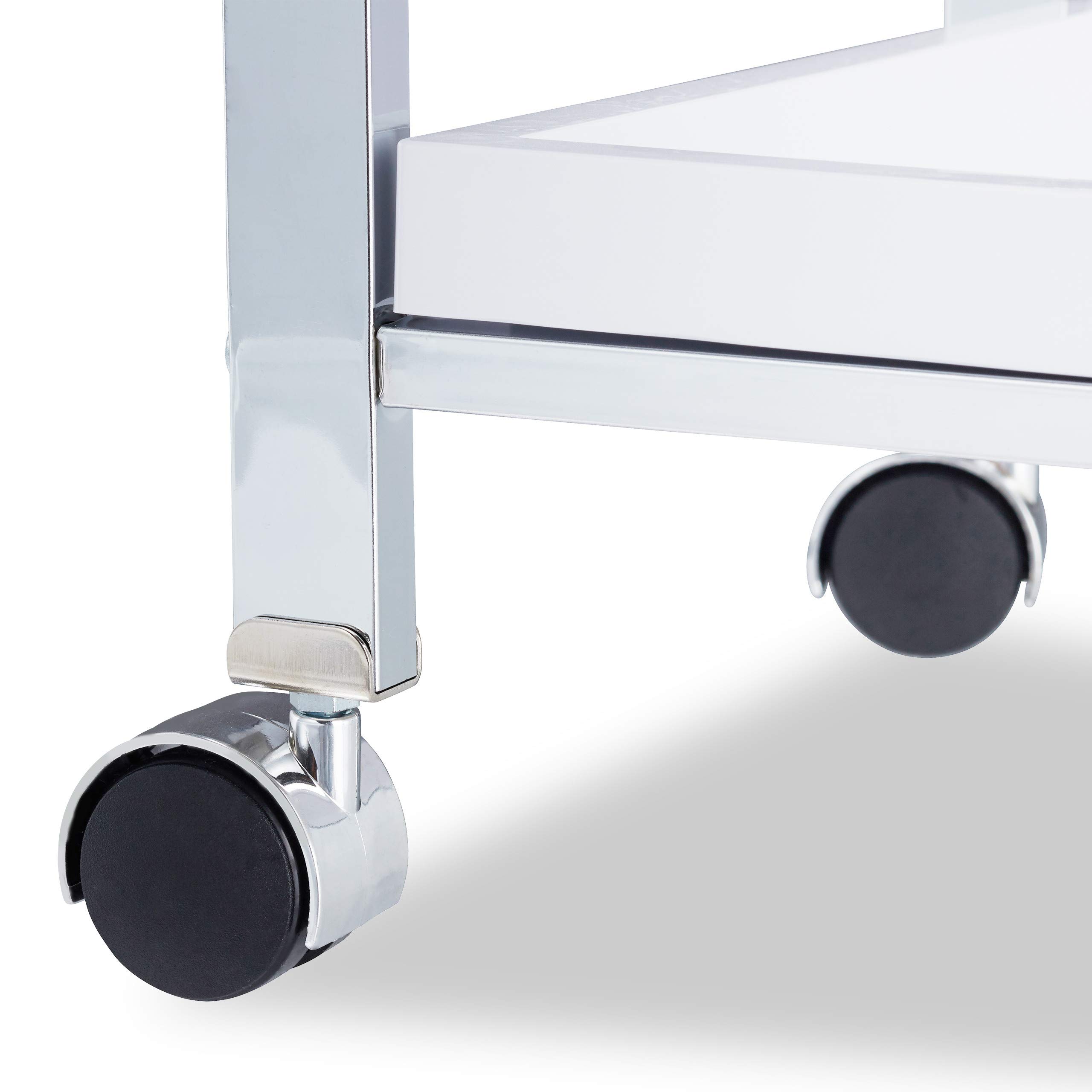Relaxdays Servierwagen mit 3 abnehmbaren Tabletts, Teewagen, Allzweckwagen mit Rollen, HxBxT: 77,5 x 45 x 29 cm, weiß