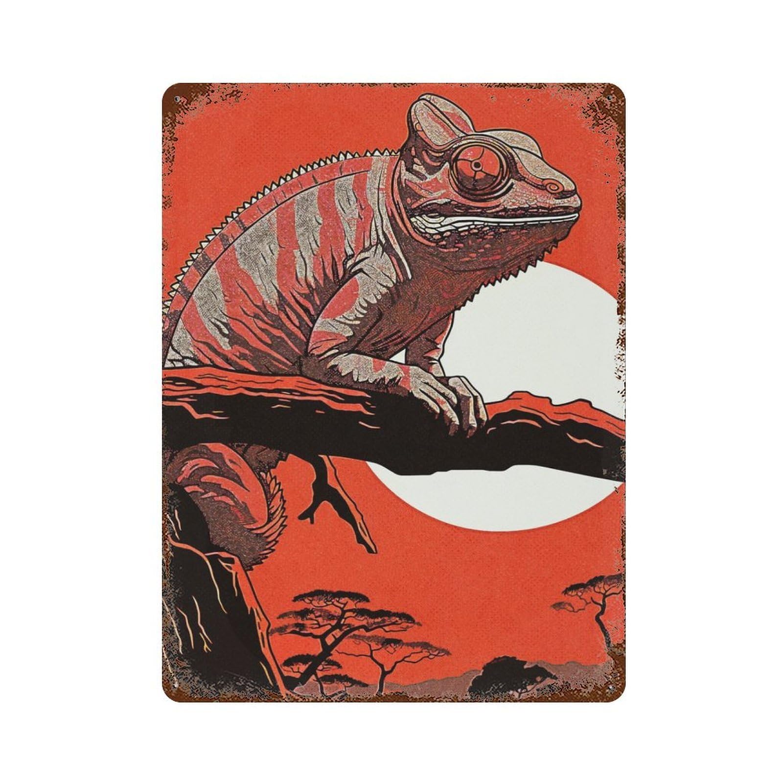 Iguana Forest Decorative Tin Sign 15.7"x11.8", Farmhouse Wall Decor for Living Room, Hallway And Home Decor