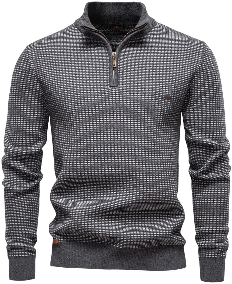 Men's Thick Sweater Men's Half Zipper Stand Up Collar Business Casual Sweaters Men