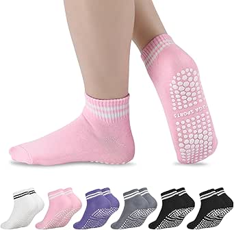Jspupifip 4 Pairs Pilates Socks With Grips For Women X-Cross Straps - View #8
